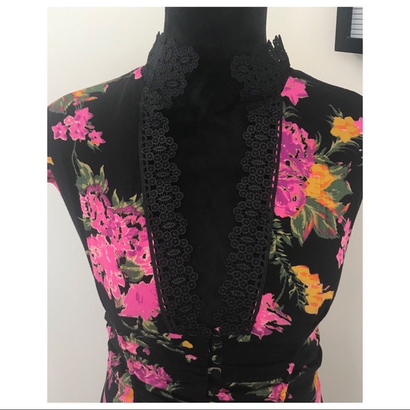 FREE PEOPLE LACE DETAIL FLORAL PRINT MINI DRESS - Picture 3 of 8